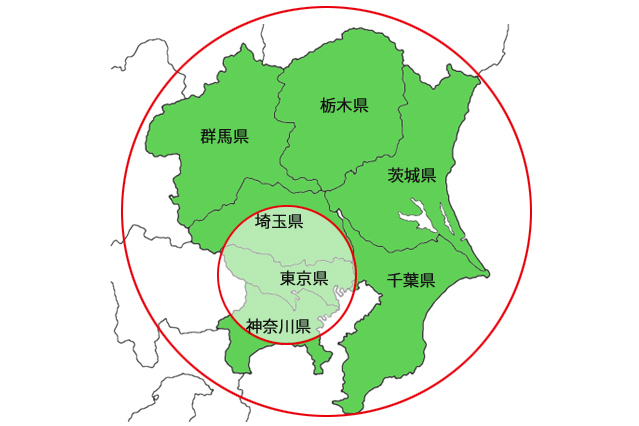関東一円を中心に、幅広いエリアに対応！のイメージ